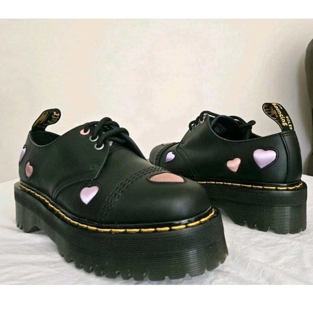 Dr. Martens Black Ankle Boots with Heart Accents - Picture 3 of 8